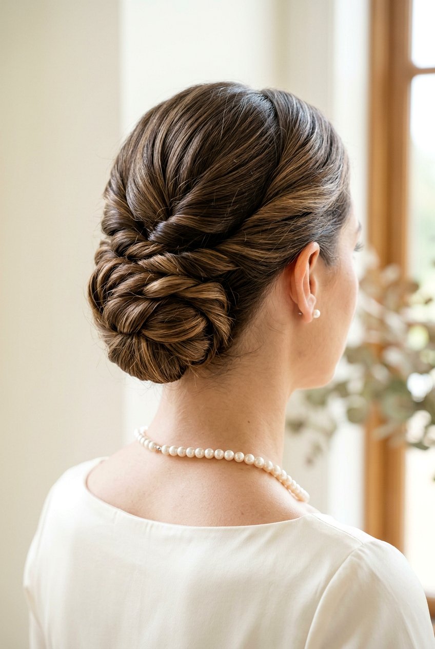 Twisted Low Knot - 20 glamorous updo with soft tendrils - 20 glamorous updo with soft tendrils