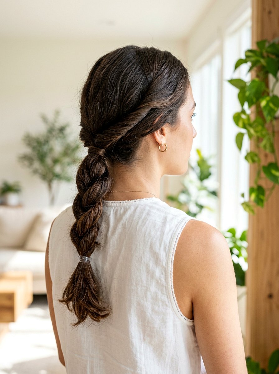 Twisted Low Ponytail - 20 office hairstyle for humid days - 20 office hairstyle for humid days