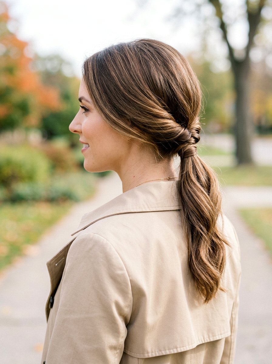 Twisted Low Ponytail - 20 quick office hairstyle for medium hair - 20 quick office hairstyle for medium hair