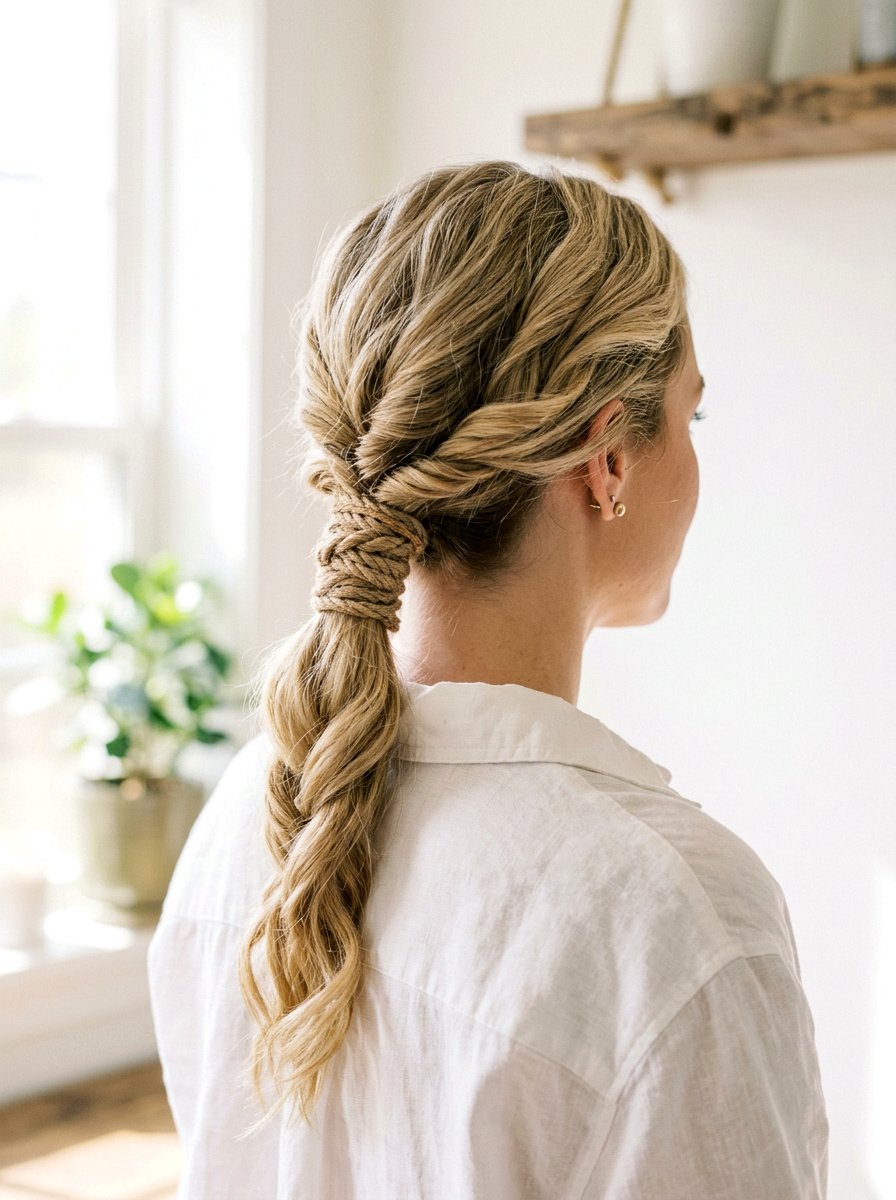 Twisted Low Ponytail - 20 vacation hairstyle for cruise nights - 20 vacation hairstyle for cruise nights