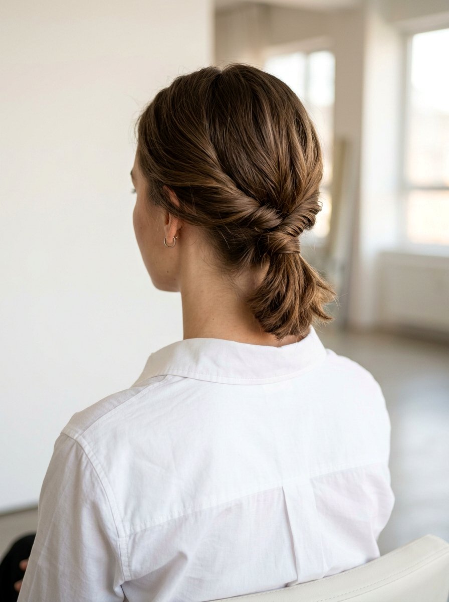 Twisted Low Ponytail Bob - 20 date night hairstyle for shoulder length bob - 20 date night hairstyle for shoulder length bob