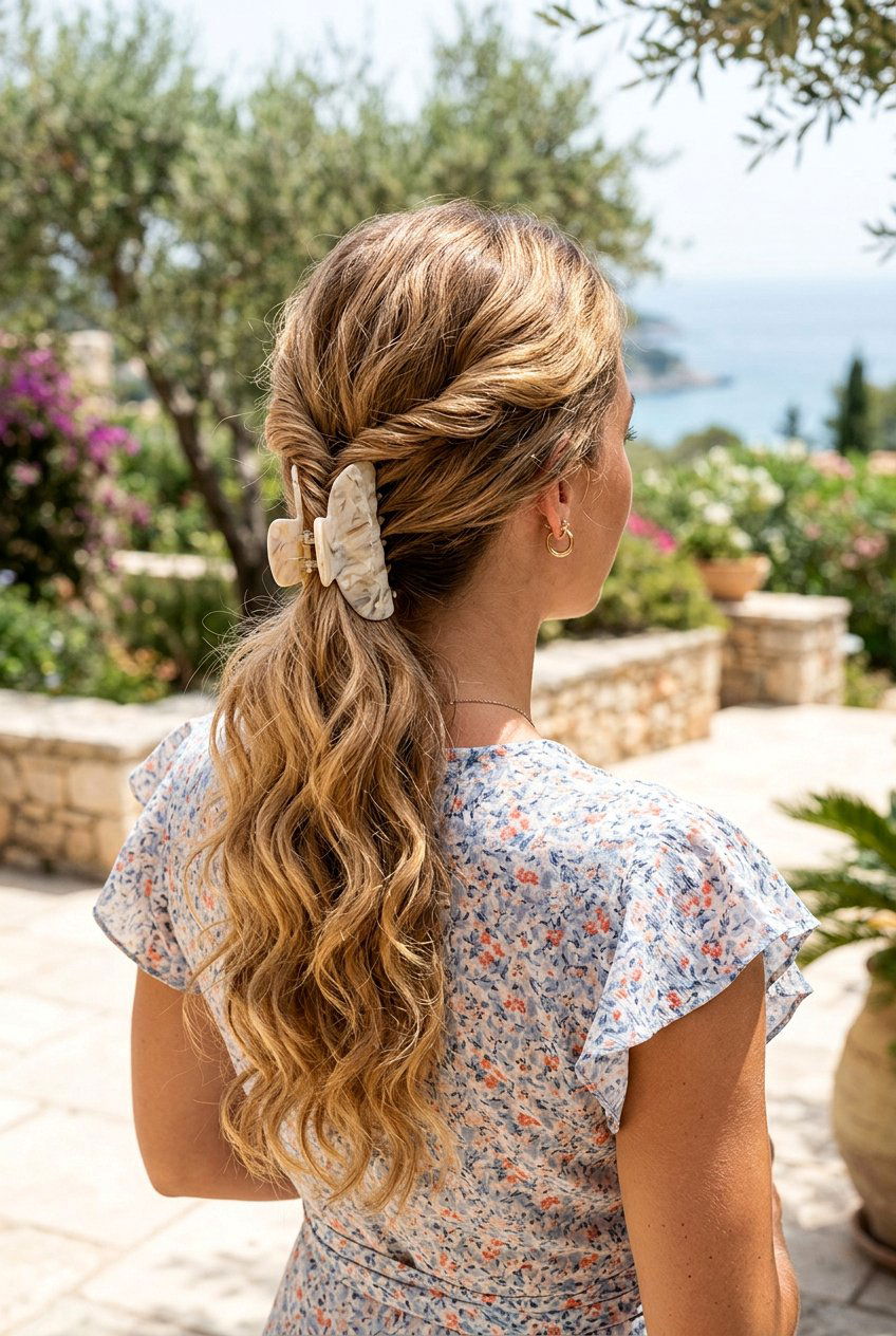 Twisted Low Ponytail Claw Clip - 20 beach claw clip hairstyle - 20 beach claw clip hairstyle