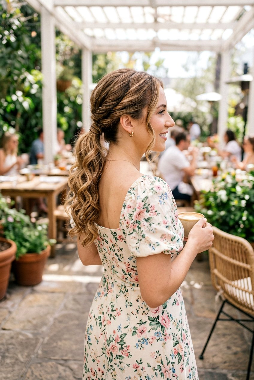 Twisted Low Ponytail For Brunch - 20 brunch ponytail hairstyles - 20 brunch ponytail hairstyles