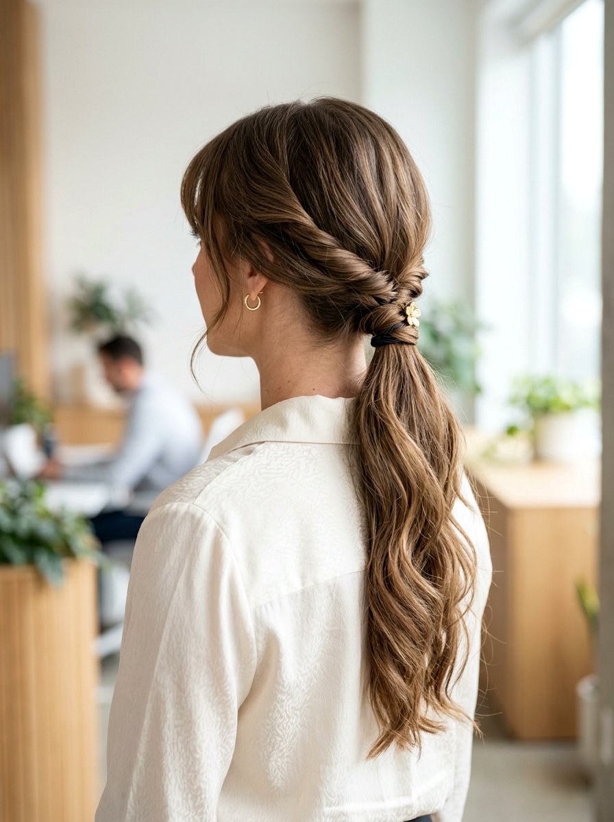 Twisted Low Ponytail For Long Layers - 20 quick hairstyle for long straight layers - 20 quick hairstyle for long straight layers