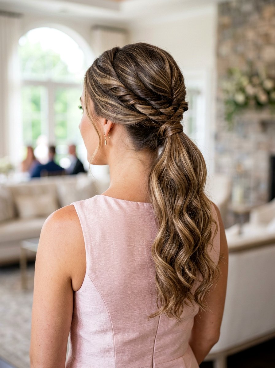 Twisted Low Ponytail With Loose Waves - 20 wedding guest low ponytail with waves - 20 wedding guest low ponytail with waves