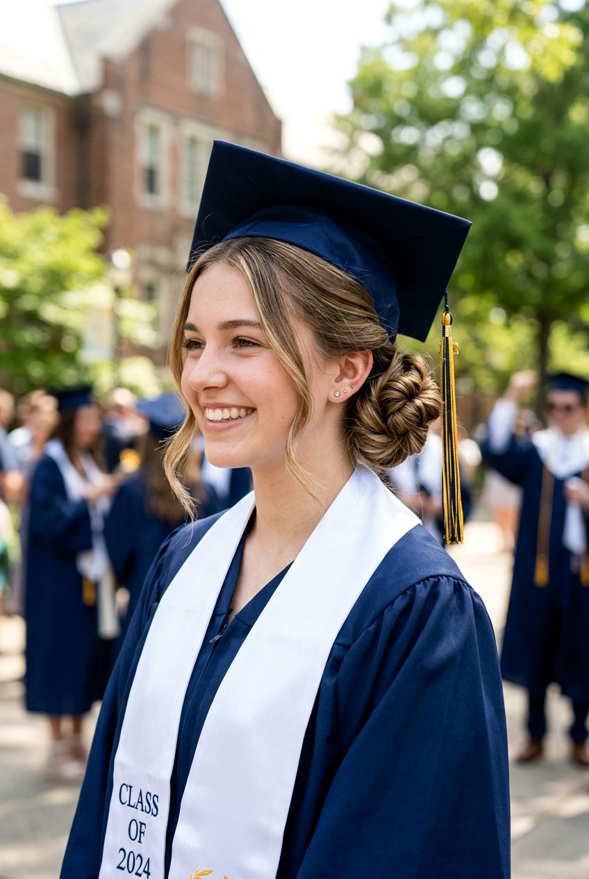 Twisted Low Side Bun - 20 graduation hairstyle for teenage girls - 20 graduation hairstyle for teenage girls