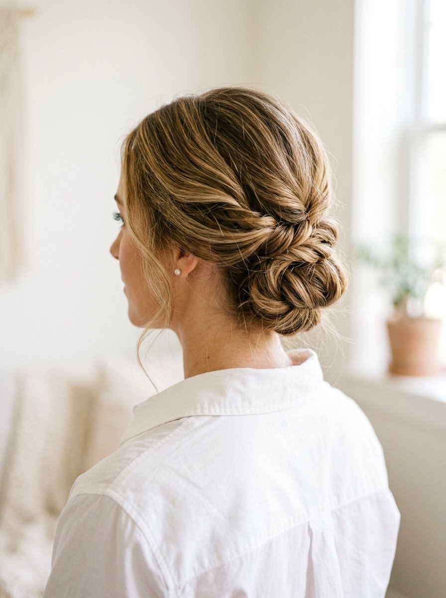 Twisted Low Updo - 20 office hairstyle for thick coarse hair - 20 office hairstyle for thick coarse hair