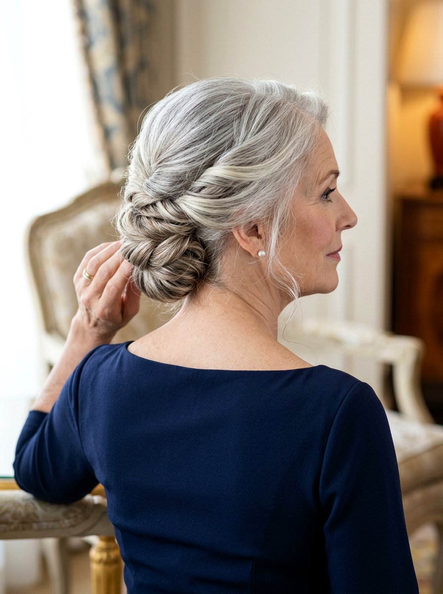 Twisted Low Updo - 20 older women wedding guest hair ideas - 20 older women wedding guest hair ideas
