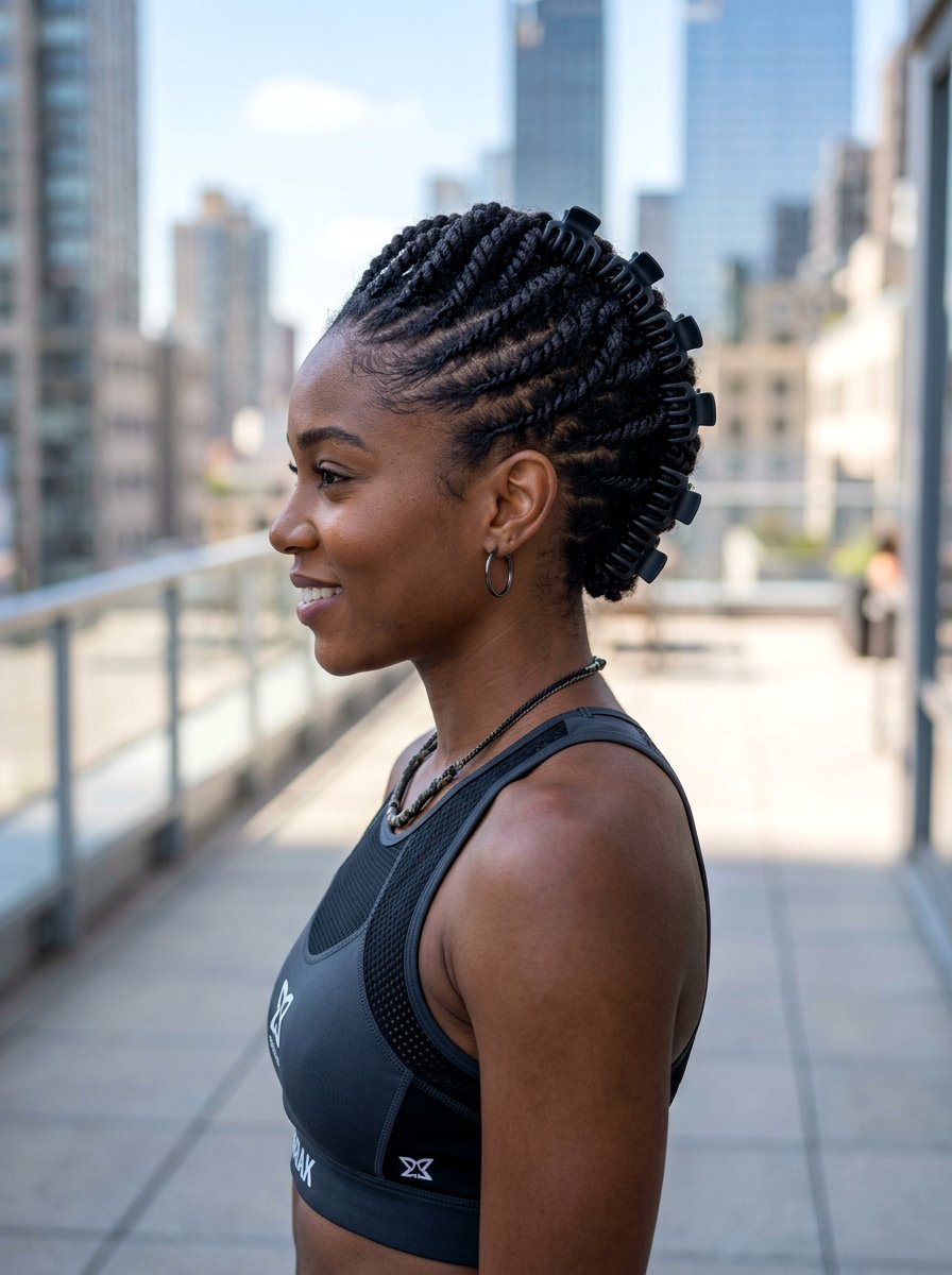 Twisted Mohawk With Claw Clip - 20 gym hairstyle with claw clip twist - 20 gym hairstyle with claw clip twist