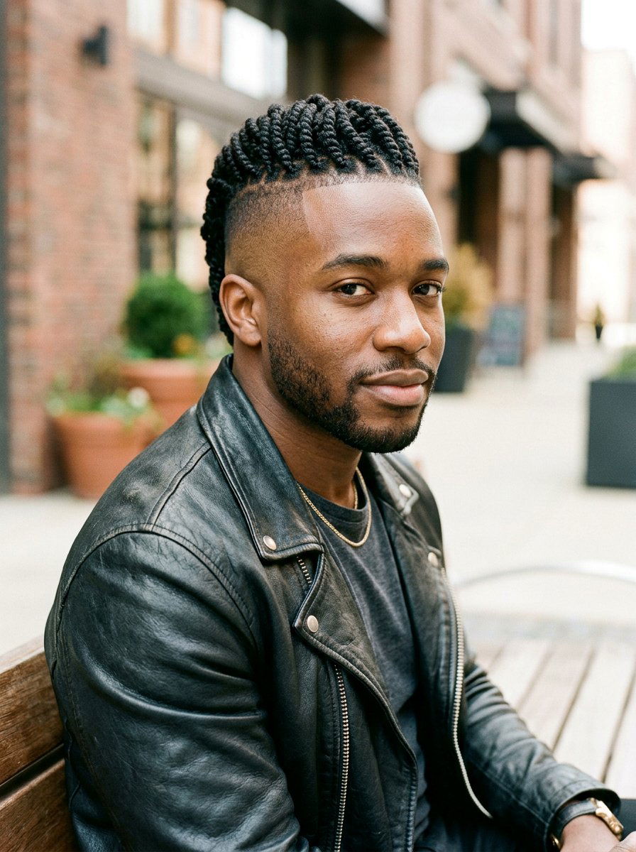 Twisted Mohawk With Taper Fade - 20 twists with taper fade men - 20 twists with taper fade men