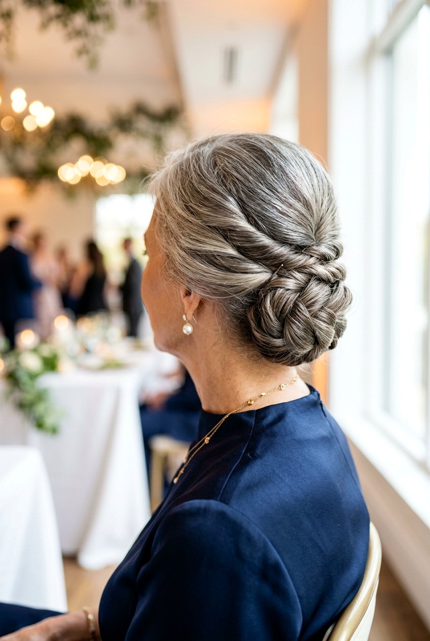 Twisted Nape Bun - 20 polished wedding bun for older women - 20 polished wedding bun for older women