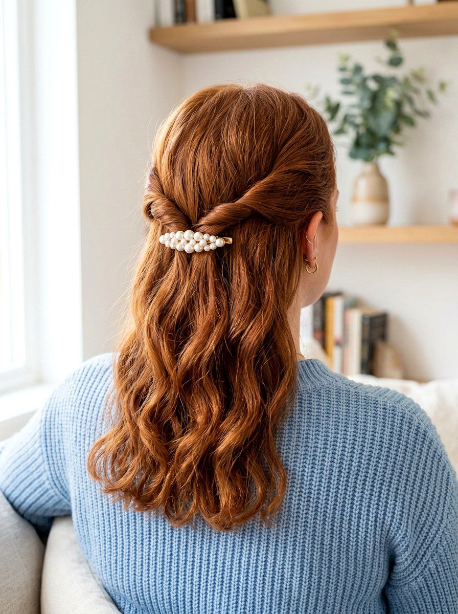 Twisted Pearl Clip Half Up - 20 pearl clip half up hairstyle - 20 pearl clip half up hairstyle