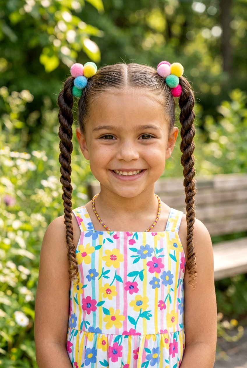Twisted Pigtails for Little Girls - 20 twist braids for little girls - 20 twist braids for little girls