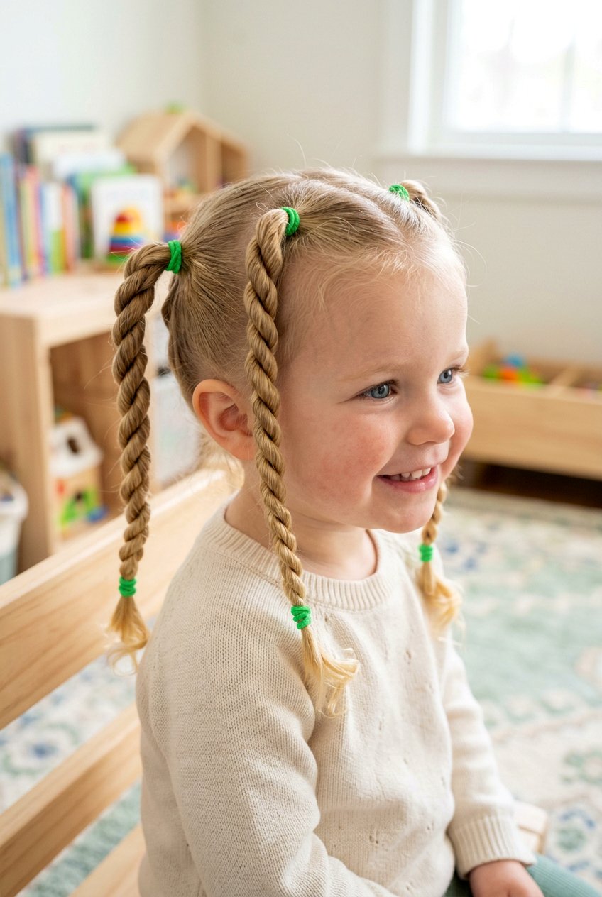 Twisted Pigtails - 20 toddler girl hairstyles - 20 toddler girl hairstyles