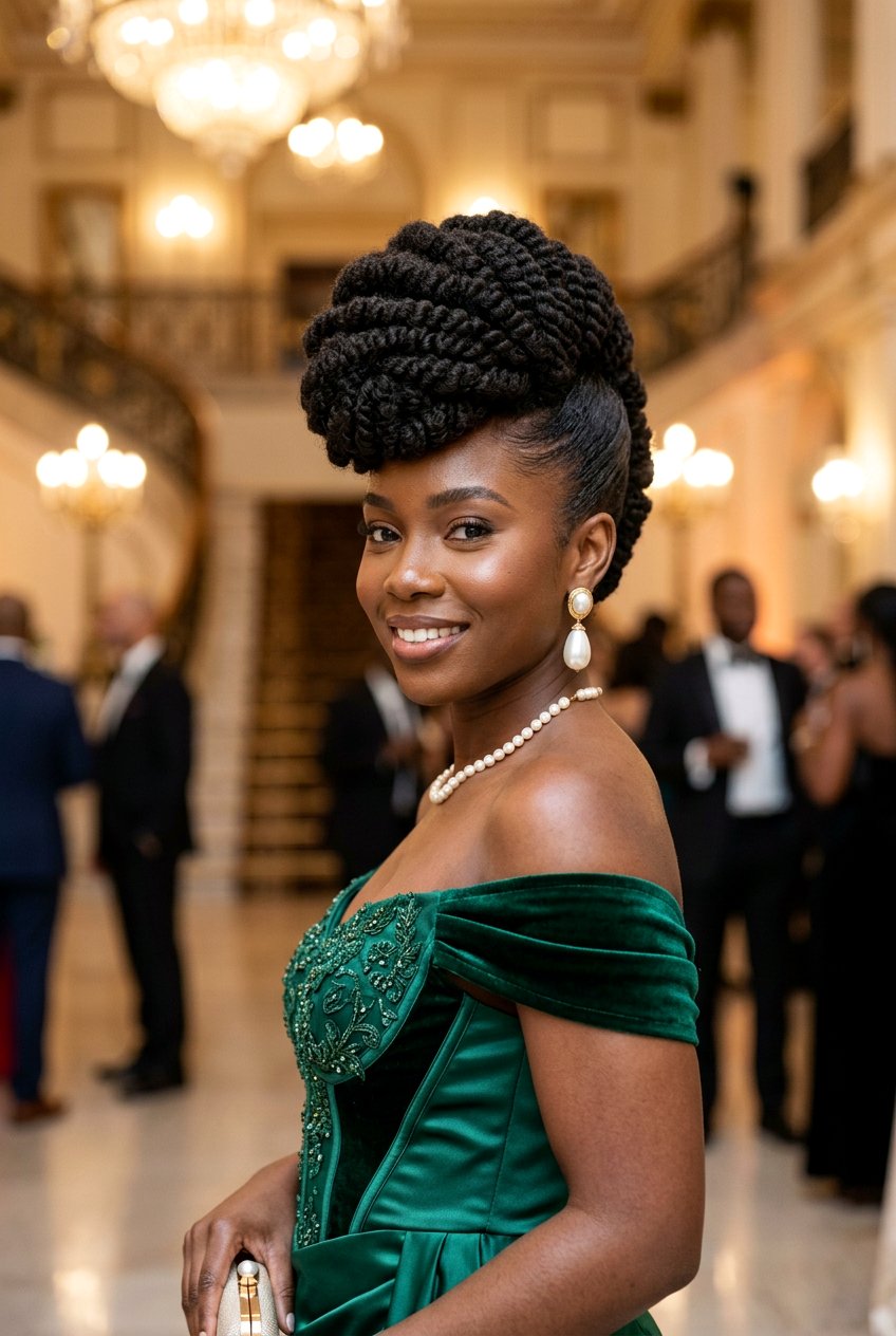 Twisted Pompadour Natural Hair - 20 natural hair updo for black women - 20 natural hair updo for black women