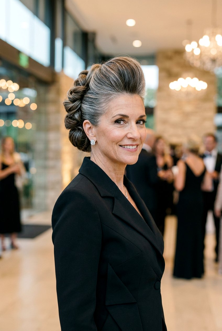 Twisted Pompadour Updo - 20 formal hairstyles for mature women - 20 formal hairstyles for mature women