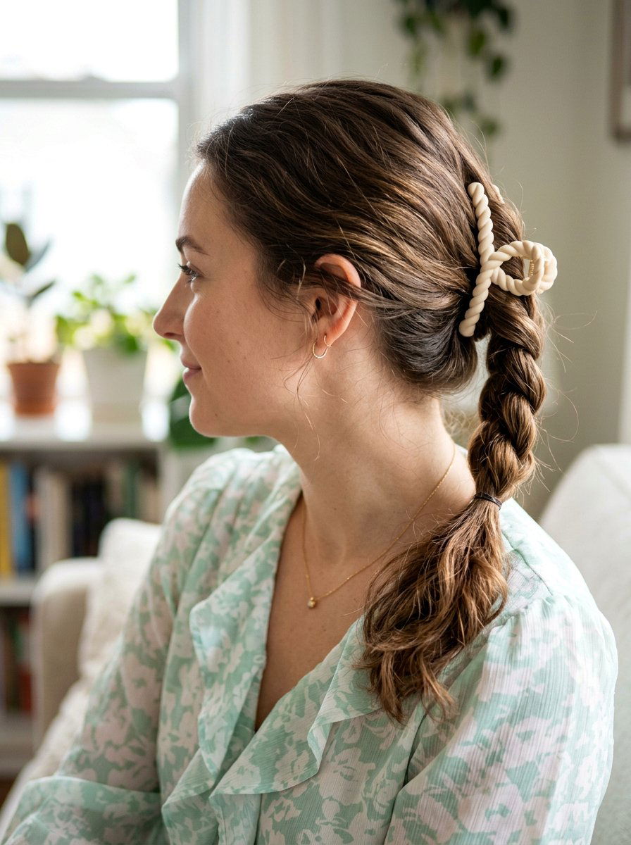 Twisted Ponytail Claw Clip - 20 claw clip hairstyle for beach vacation - 20 claw clip hairstyle for beach vacation