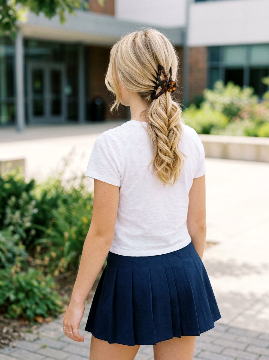 Twisted Ponytail Claw Clip - 20 teen girls school hairstyle with claw clip - 20 teen girls school hairstyle with claw clip