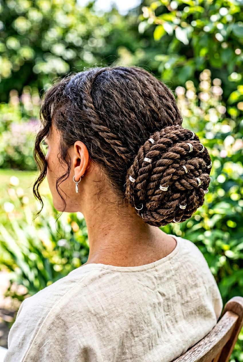 Twisted Rope Bun - 20 boho bridal updo for long hair - 20 boho bridal updo for long hair