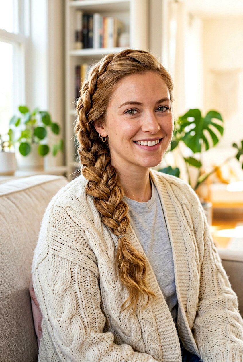 Twisted Side Braid - 20 lazy day heatless hairstyle for women - 20 lazy day heatless hairstyle for women