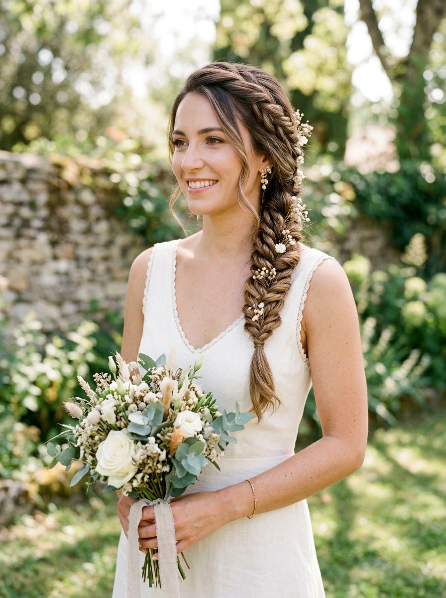 Twisted Side Braid - 20 wedding hairstyles for beach ceremony - 20 wedding hairstyles for beach ceremony