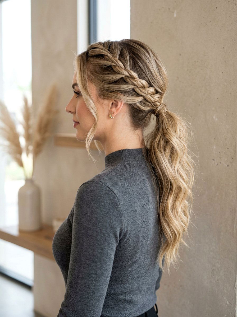 Twisted Side Braid Ponytail - 20 party hairstyle with side braid ponytail - 20 party hairstyle with side braid ponytail