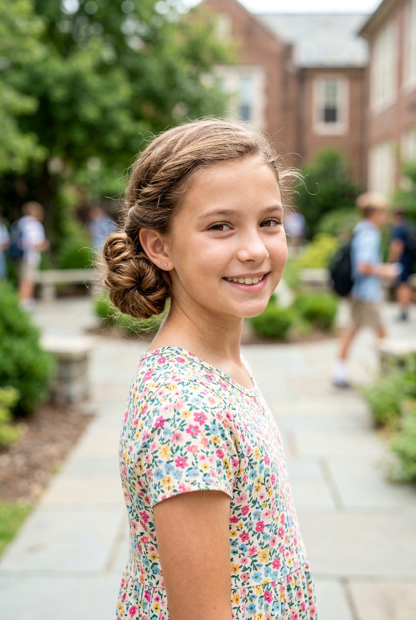 Twisted Side Bun - 20 quick bun for school girls - 20 quick bun for school girls