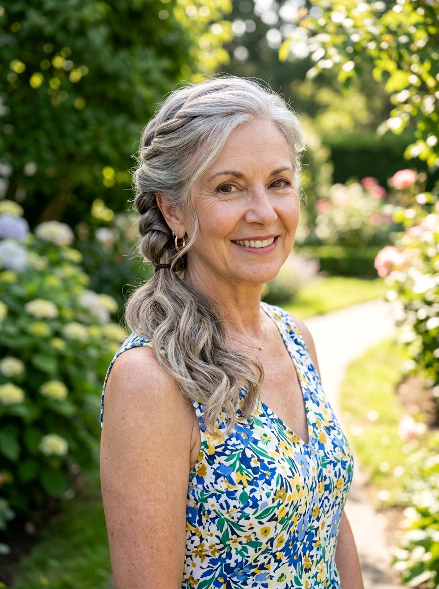 Twisted Side Ponytail - 20 elegant ponytail hairstyle for older women - 20 elegant ponytail hairstyle for older women