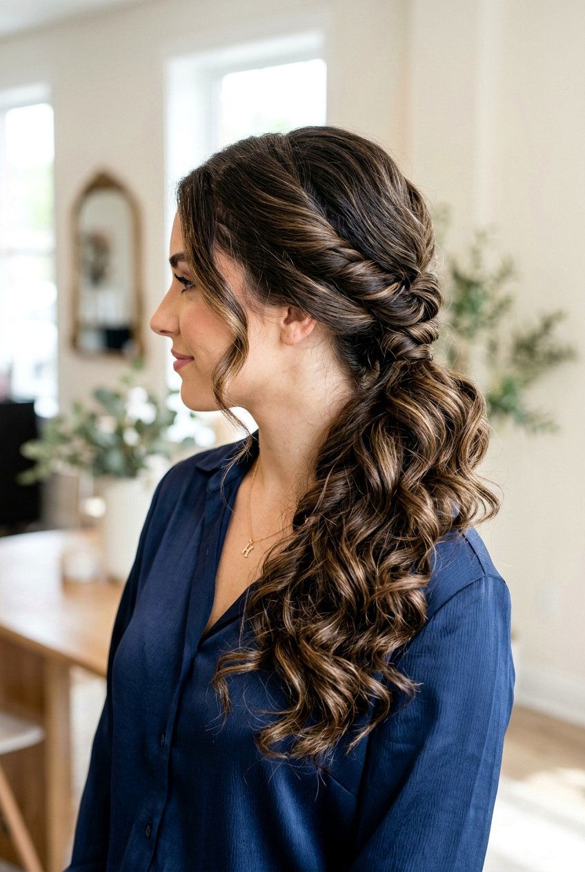 Twisted Side Ponytail With Curls - 20 graduation hairstyle with ponytail curls - 20 graduation hairstyle with ponytail curls