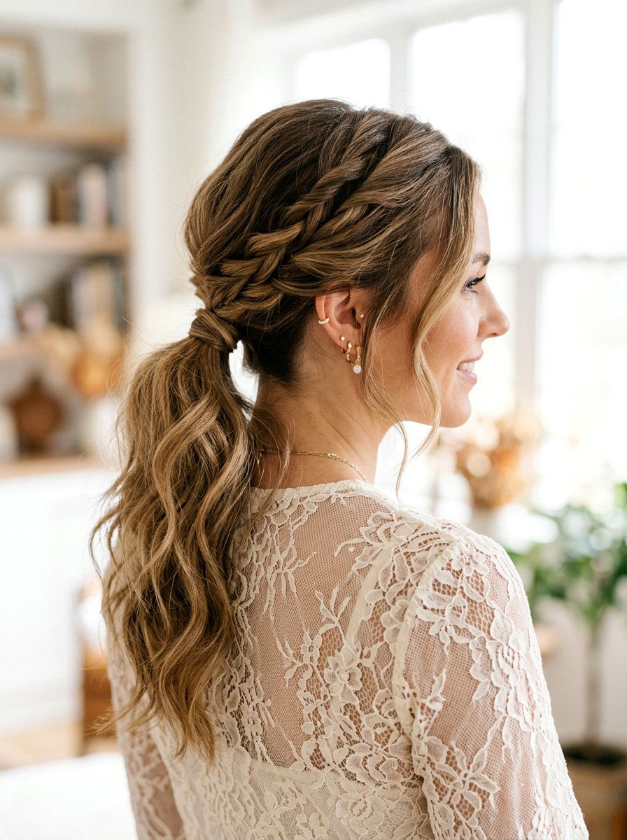 Twisted Side Ponytail With Romantic Texture - 20 soft glam hairstyle with ponytail - 20 soft glam hairstyle with ponytail