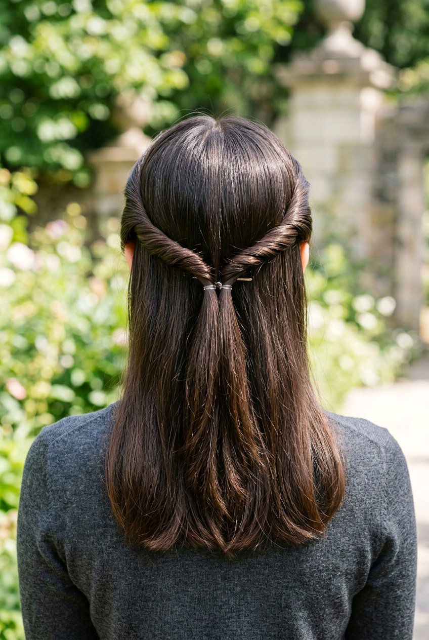 Twisted Side Sections Half Updo - 20 half up half down prom hairstyles - 20 half up half down prom hairstyles