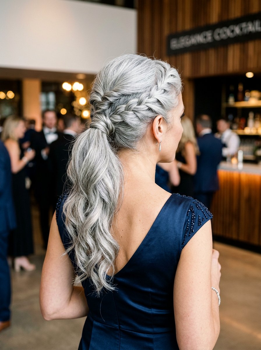 Twisted Silver Ponytail - 20 classy silver ponytail hairstyle - 20 classy silver ponytail hairstyle