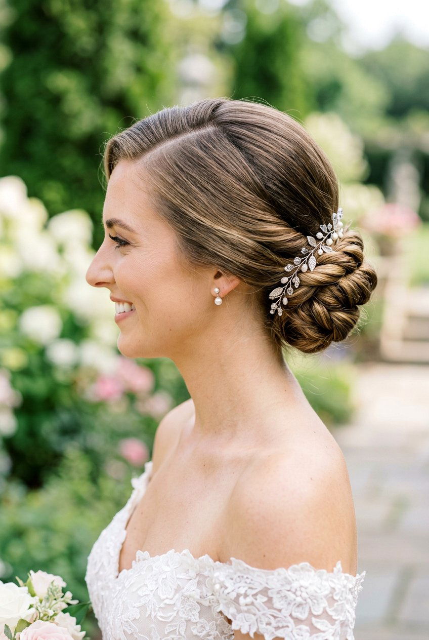 Twisted Sleek Bun With Side Part - 20 bridal sleek bun with side part - 20 bridal sleek bun with side part