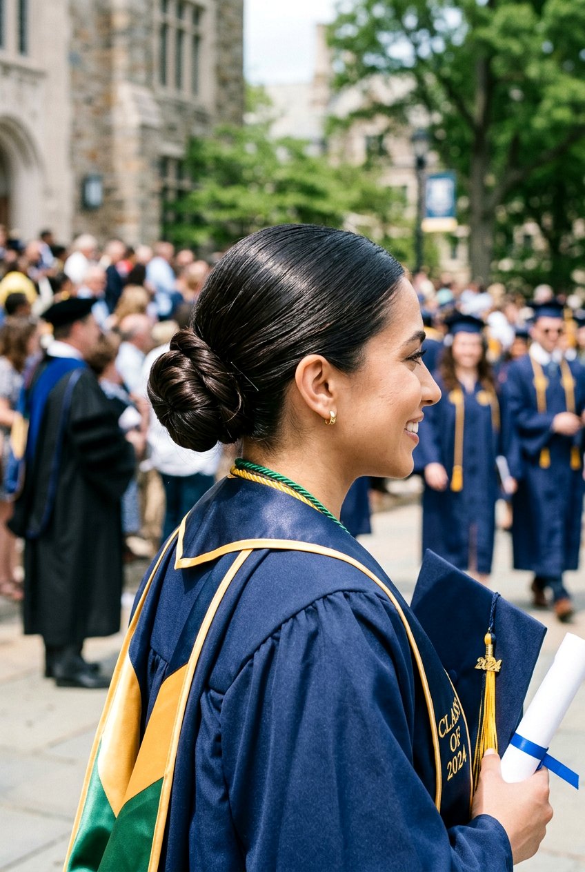 Twisted Sleek Bun - 20 graduation hairstyle with sleek bun - 20 graduation hairstyle with sleek bun