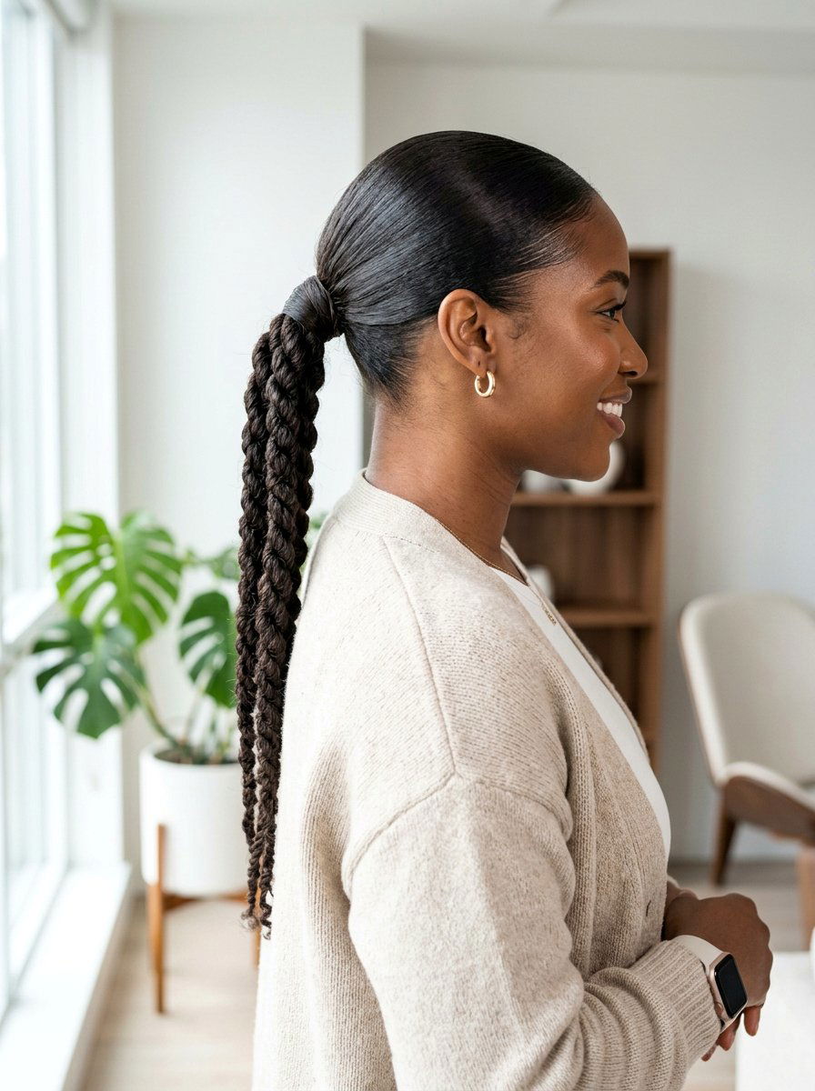 Twisted Sleek Ponytail For Black Women - 20 sleek hairstyle for black women ponytail - 20 sleek hairstyle for black women ponytail
