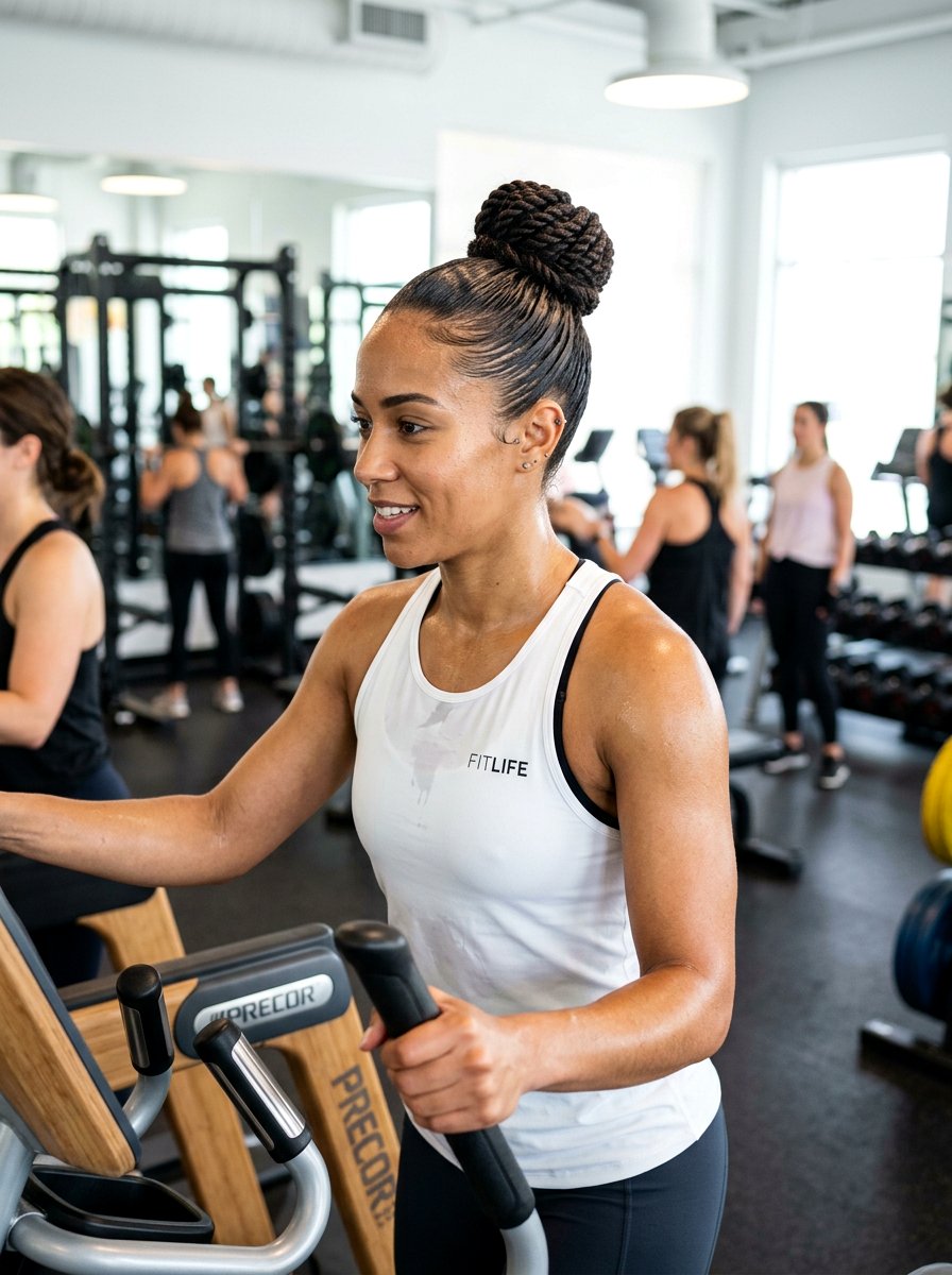 Twisted Slick Bun Gym - 20 gym hairstyle with slick bun - 20 gym hairstyle with slick bun