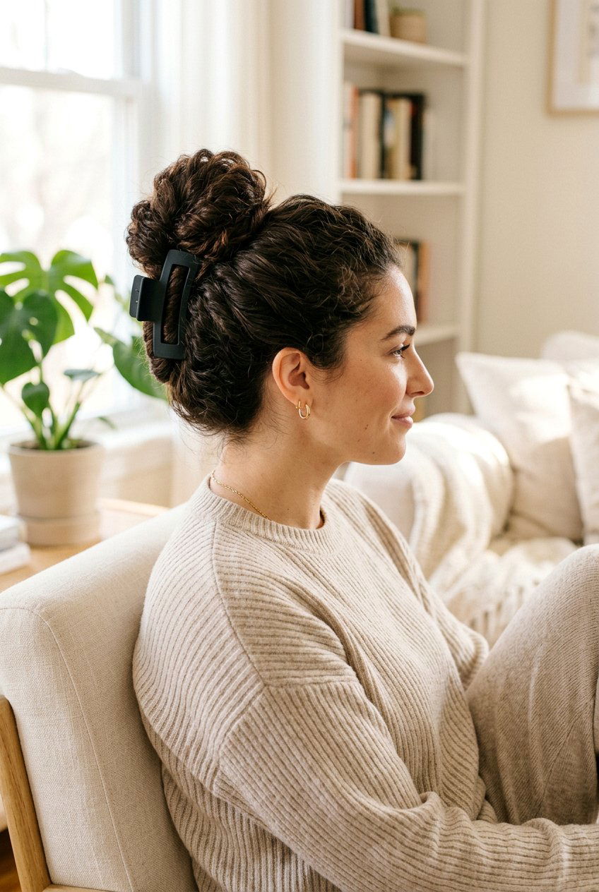 Twisted Top Bun Clip - 20 overnight claw clip hairstyle - 20 overnight claw clip hairstyle