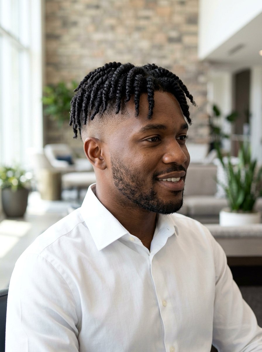 Twisted Top With Skin Taper Fade - 20 twists with taper fade men - 20 twists with taper fade men