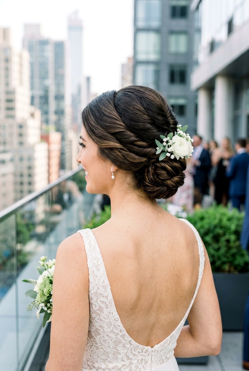 Twisted Updo - 20 elegant bridal hairstyle for medium hair - 20 elegant bridal hairstyle for medium hair
