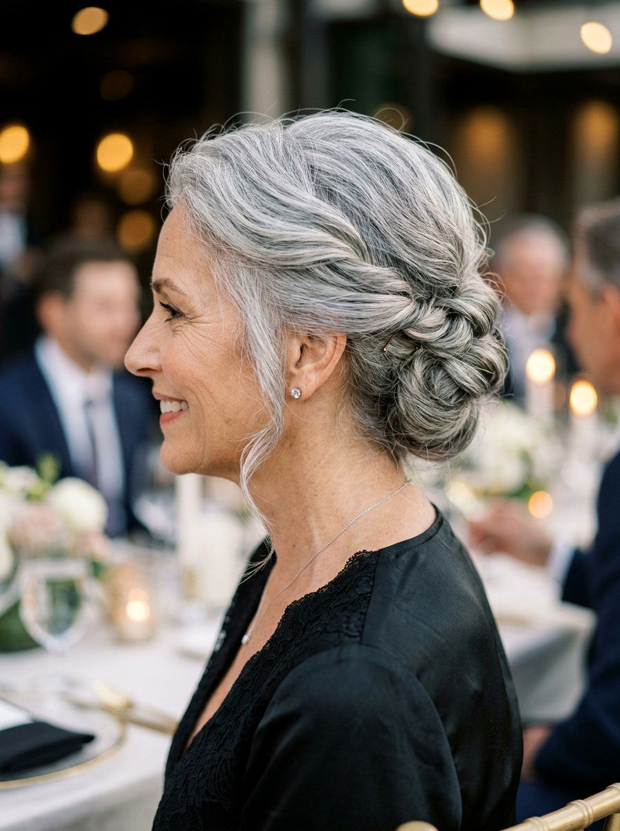 Twisted Updo For Gray Hair - 20 easy hairstyle for naturally gray hair - 20 easy hairstyle for naturally gray hair