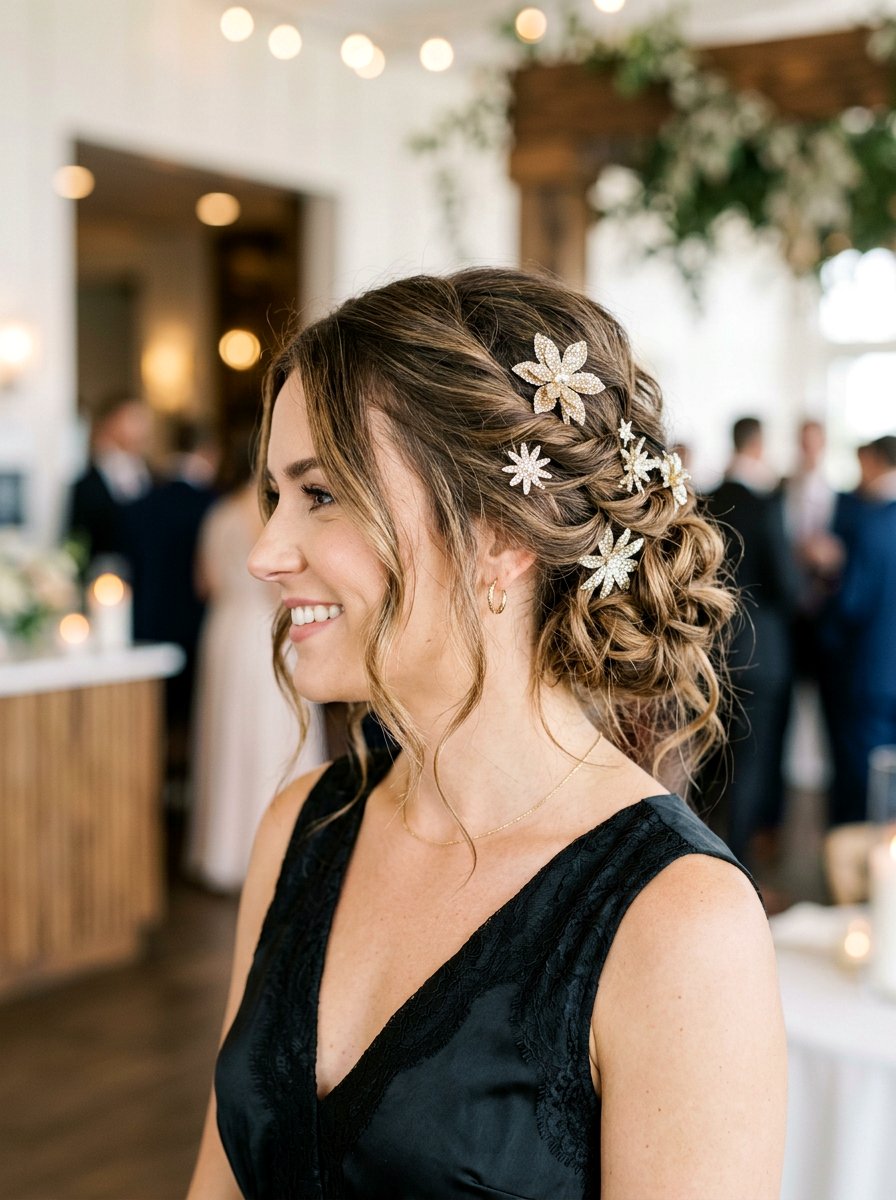 Twisted Updo With Glitter Clips - 20 party hairstyle with glitter clips