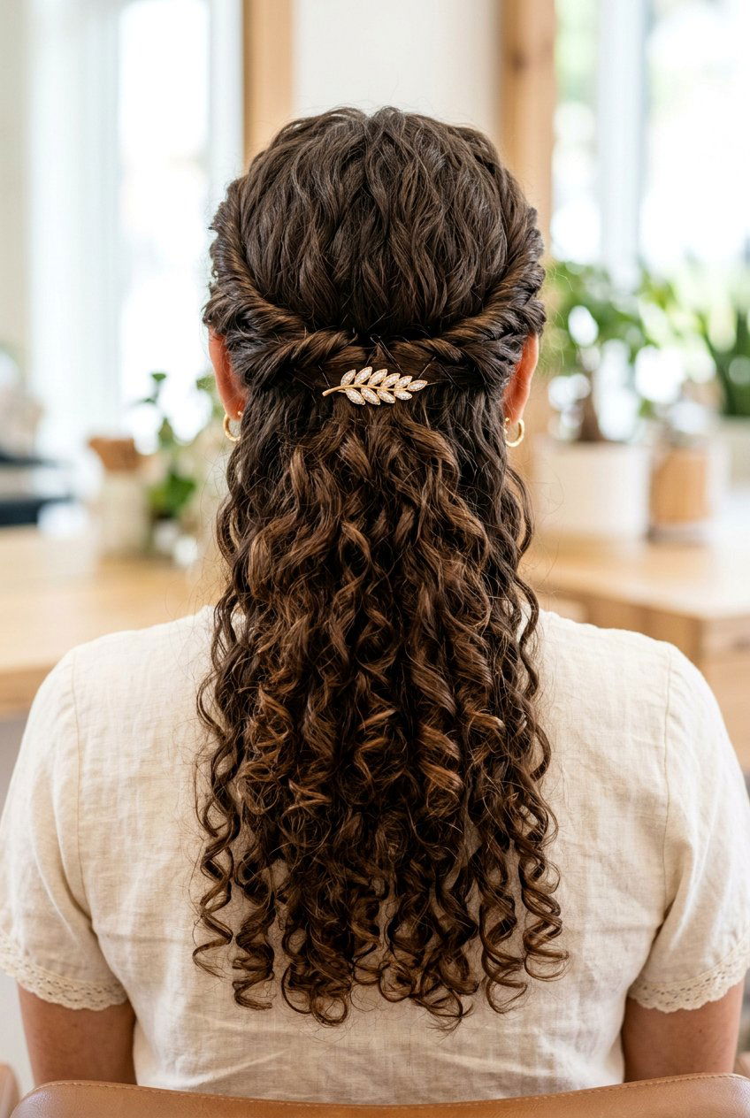 Twisted half up - 20 back to school hairstyles for long hair - 20 back to school hairstyles for long hair