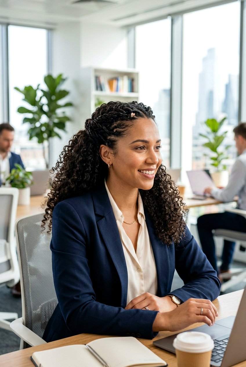 Twisted half up curly hair - 20 interview hairstyle for curly hair women - 20 interview hairstyle for curly hair women