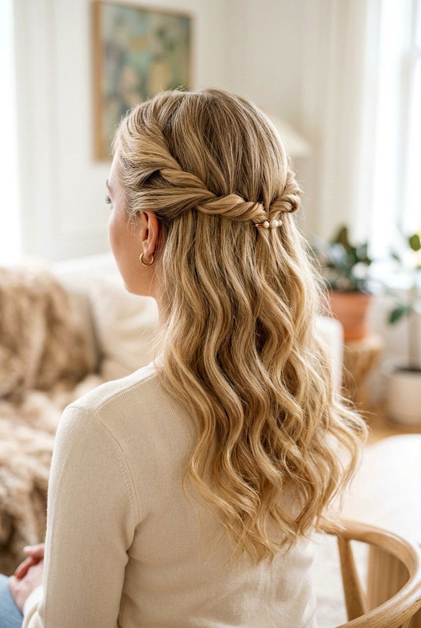 Twisted half up hair - 20 picture day hairstyles - 20 picture day hairstyles