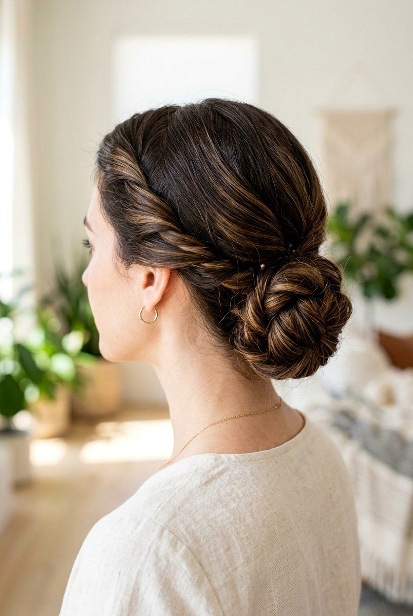 Twisted low bun - 20 easy updo hairstyles - 20 easy updo hairstyles