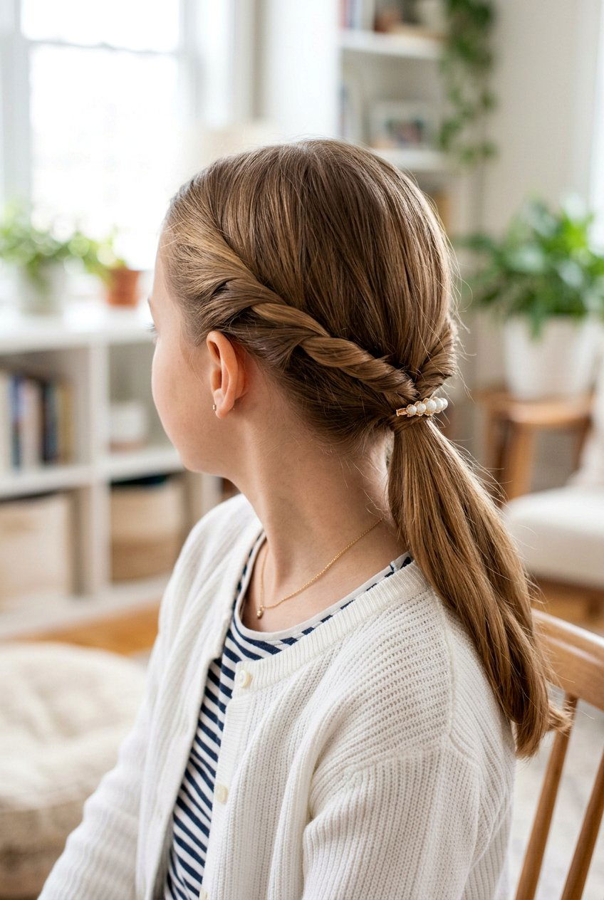 Twisted low ponytail - 20 exam day ponytail for girls - 20 exam day ponytail for girls