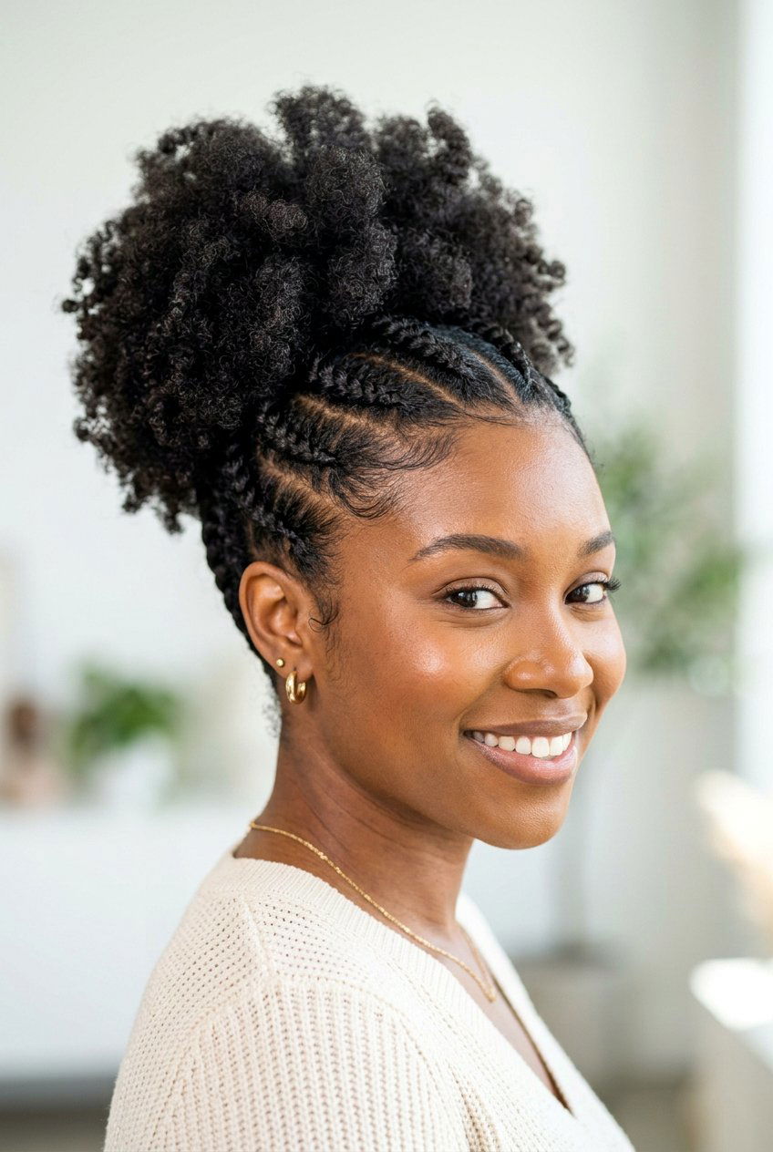 Twisted puff - 20 afro hairstyles for women - 20 afro hairstyles for women