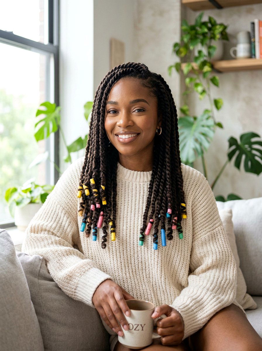 Twists With Perm Rod Ends - 20 overnight twists for natural hair - 20 overnight twists for natural hair