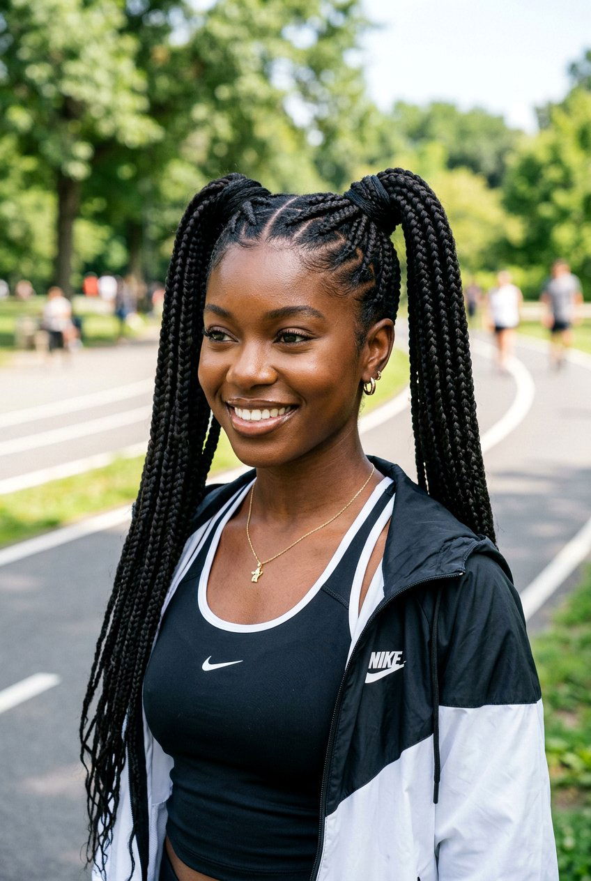 Two Braided Ponytails - 20 black women braided ponytail ideas - 20 black women braided ponytail ideas