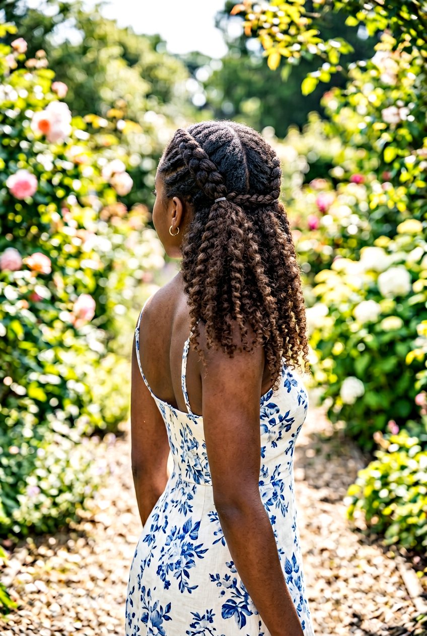 Two Braids Natural Hair Half Up Half Down - 20 natural hair half up half down styles - 20 natural hair half up half down styles